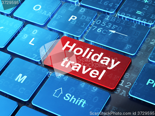 Image of Tourism concept: Holiday Travel on computer keyboard background