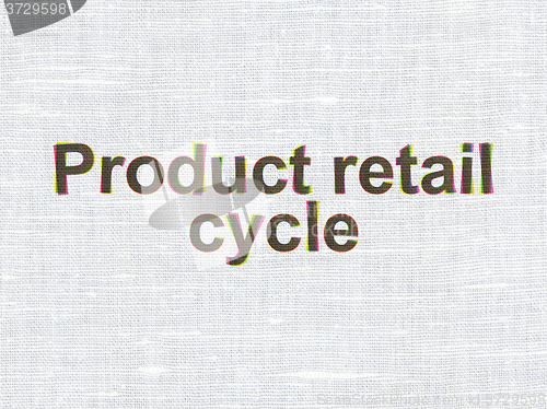 Image of Advertising concept: Product retail Cycle on fabric texture background