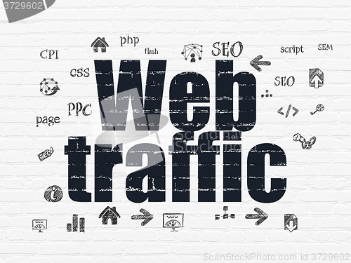 Image of Web development concept: Web Traffic on wall background