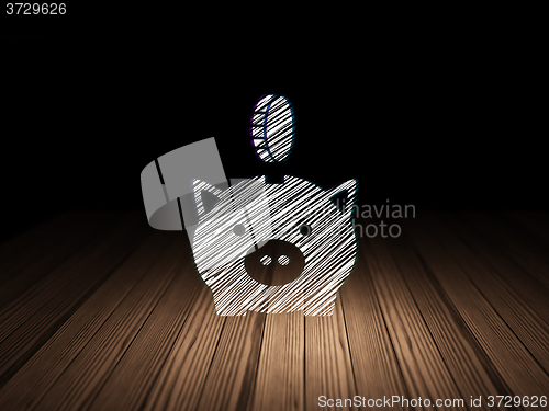 Image of Currency concept: Money Box With Coin in grunge dark room