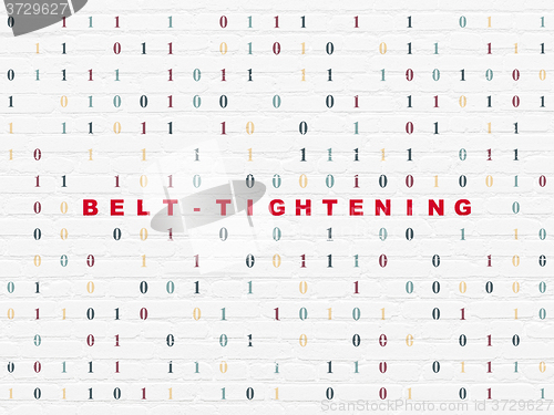 Image of Business concept: Belt-tightening on wall background