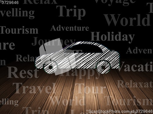 Image of Vacation concept: Car in grunge dark room