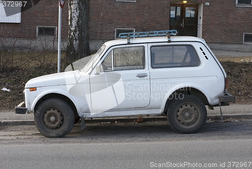 Image of Old White Car.