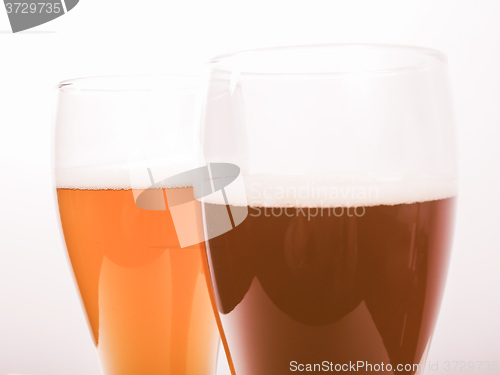 Image of Retro looking Two glasses of German beer