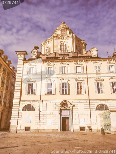 Image of Retro looking San Lorenzo church Turin
