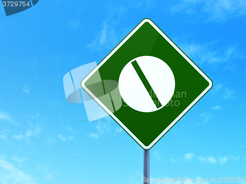 Image of Healthcare concept: Pill on road sign background