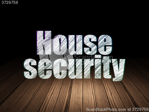 Image of Protection concept: House Security in grunge dark room