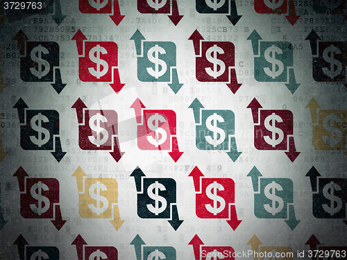 Image of Finance concept: Finance icons on Digital Paper background