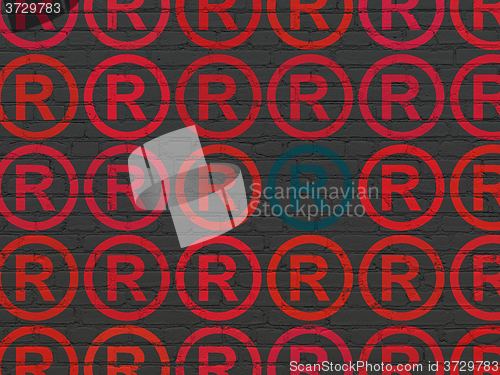 Image of Law concept: registered icon on wall background