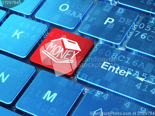 Image of Banking concept: Money Box on computer keyboard background