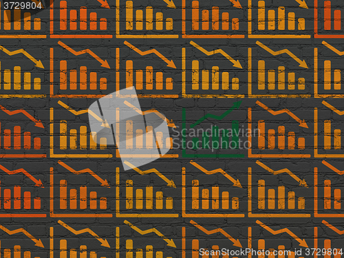 Image of Finance concept: growth graph icon on wall background