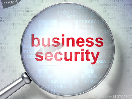 Image of Safety concept: Business Security with optical glass