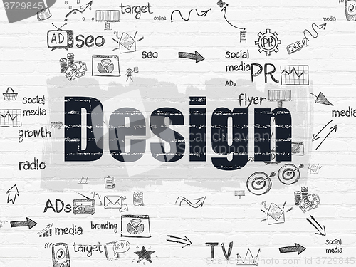 Image of Advertising concept: Design on wall background