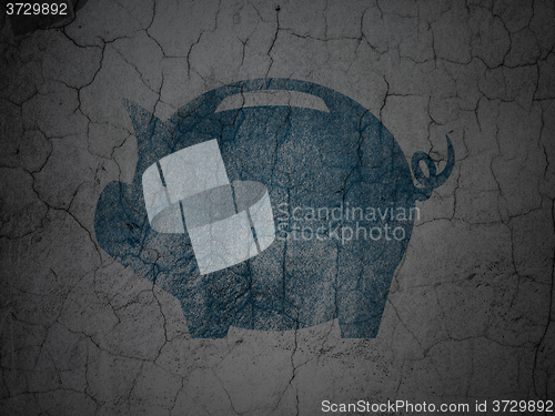 Image of Currency concept: Money Box on grunge wall background