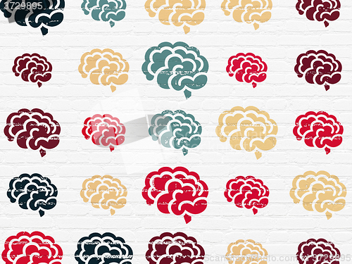 Image of Healthcare concept: Brain icons on wall background