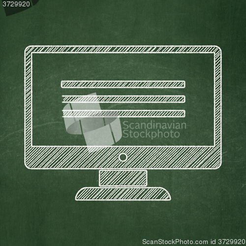 Image of Web design concept: Monitor on chalkboard background