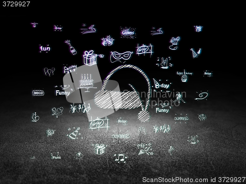 Image of Holiday concept: Christmas Hat in grunge dark room
