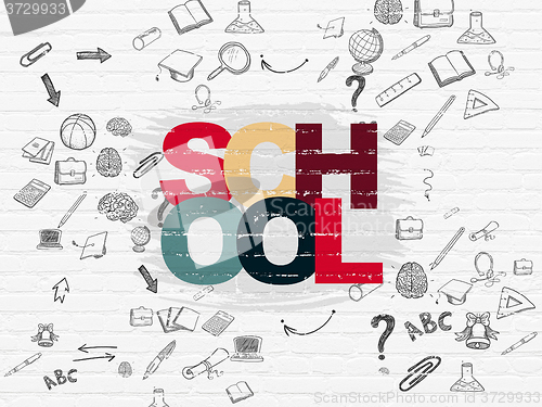 Image of Education concept: School on wall background