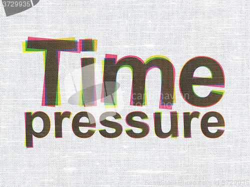 Image of Timeline concept: Time Pressure on fabric texture background