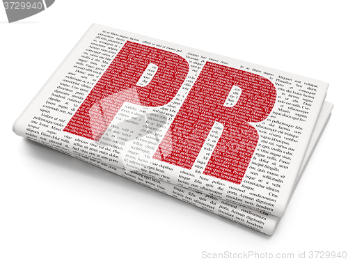 Image of Advertising concept: PR on Newspaper background