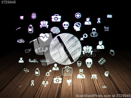 Image of Healthcare concept: Pill in grunge dark room