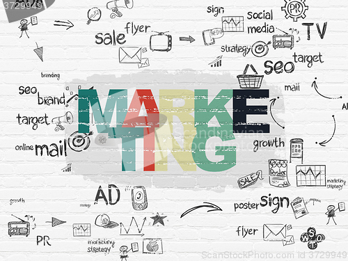 Image of Advertising concept: Marketing on wall background