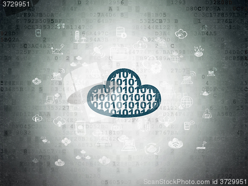Image of Cloud computing concept: Cloud With Code on Digital Paper background