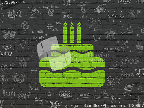 Image of Entertainment, concept: Cake on wall background