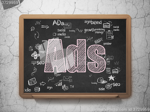 Image of Marketing concept: Ads on School Board background