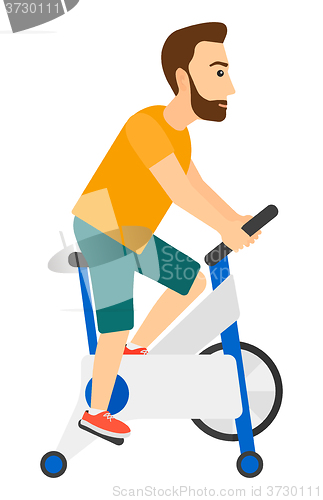 Image of Man doing cycling exercise.