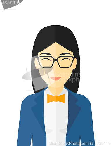 Image of Pleased woman with her eyes closed.