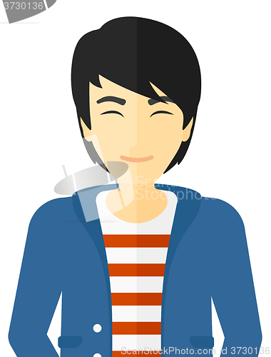 Image of Pleased man with his eyes closed.
