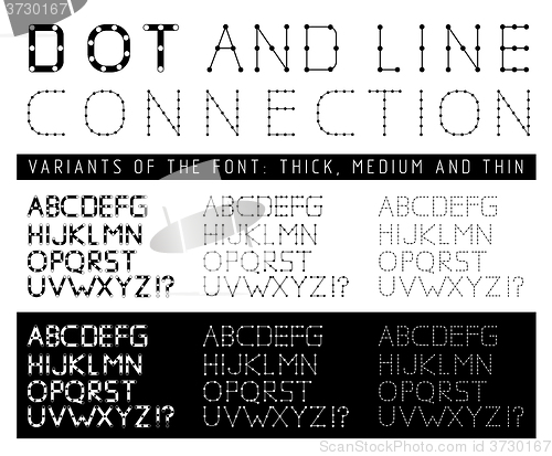 Image of Font with letters composed of lines and points 