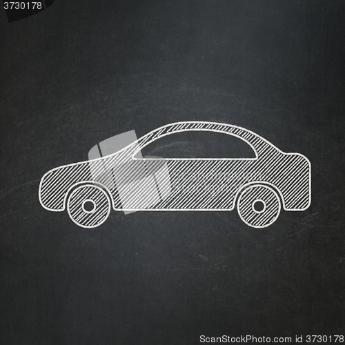 Image of Travel concept: Car on chalkboard background