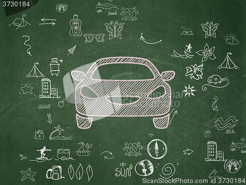 Image of Tourism concept: Car on School Board background