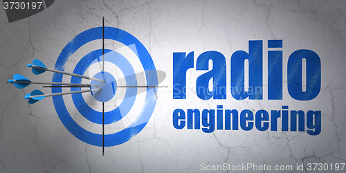 Image of Science concept: target and Radio Engineering on wall background