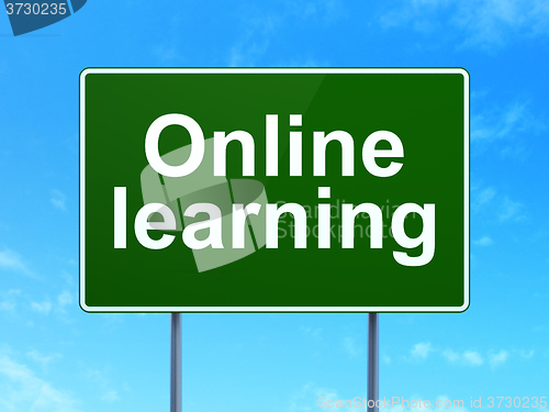 Image of Education concept: Online Learning on road sign background