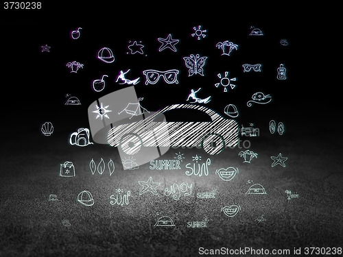 Image of Vacation concept: Car in grunge dark room