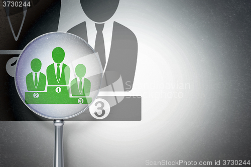 Image of News concept:  Business Team with optical glass on digital background