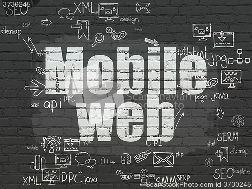 Image of Web design concept: Mobile Web on wall background