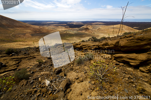 Image of timanfaya sky  hill and summer  lanzarote spain plant flower bus