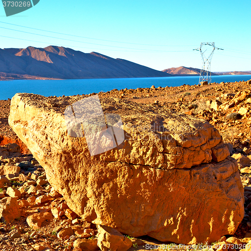 Image of lake  in    valley  morocco  africa the atlas dry mountain utili