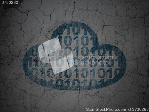 Image of Cloud computing concept: Cloud With Code on grunge wall background