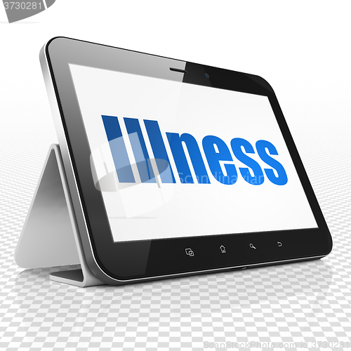 Image of Medicine concept: Tablet Computer with Illness on display
