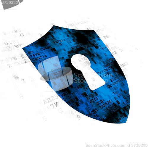 Image of Safety concept: Shield With Keyhole on Digital background