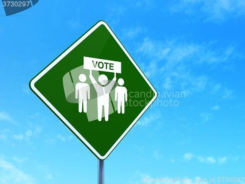 Image of Political concept: Election Campaign on road sign background