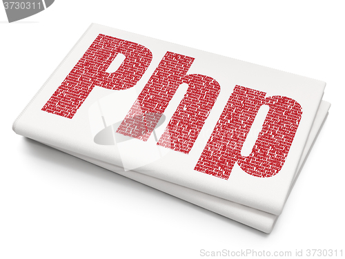 Image of Database concept: Php on Blank Newspaper background