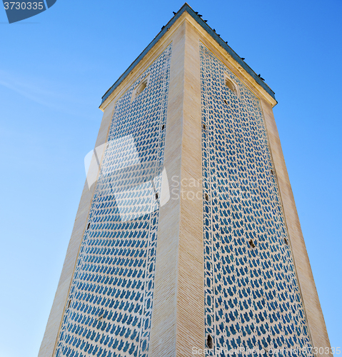 Image of the history in maroc africa  minaret religion and  blue    sky