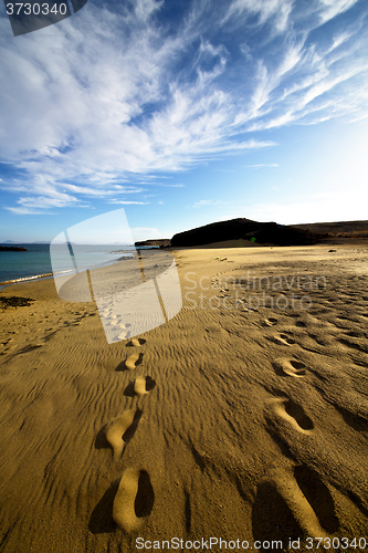 Image of footstep in lanzarote   rock stone sky