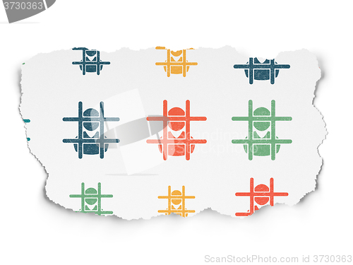 Image of Law concept: Criminal icons on Torn Paper background